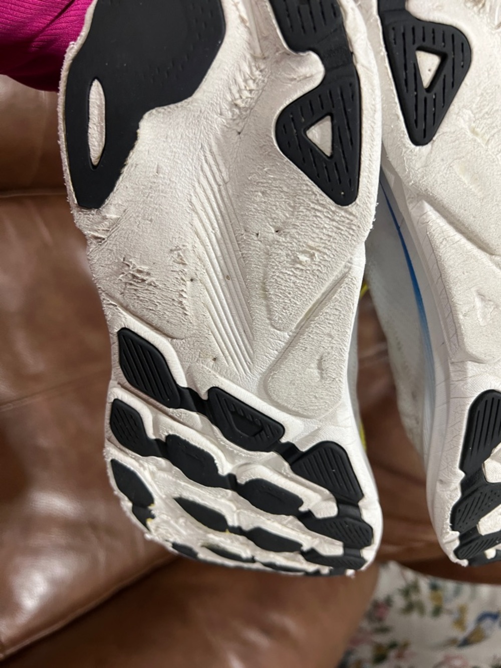 Hoka  Clifton White and Neon Yellow Mens Sneakers - Picture 14 of 15